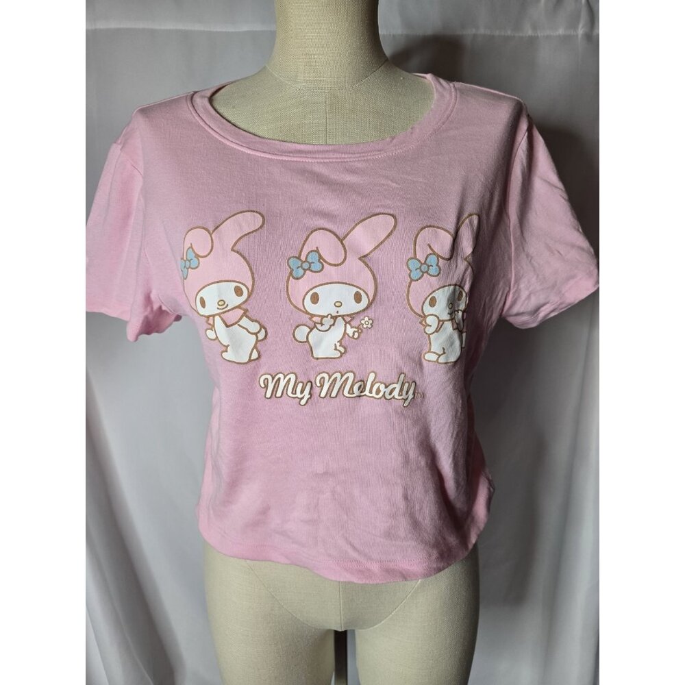 Sanrio Bioworld My Melody Cropped Pink Shirt Size XL 100% Cotton